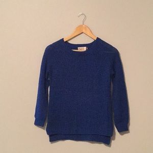 Royal Blue Brioche Ribbed Hi-low Sweatr